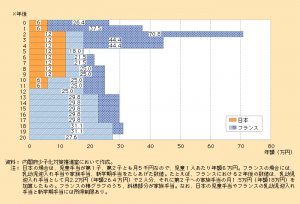 日本とフランスの年額の比較